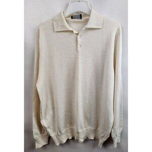 𝅺CONFRIDDO Off White Wool Blend 1/4 Button Collared Pullover Sweater Large